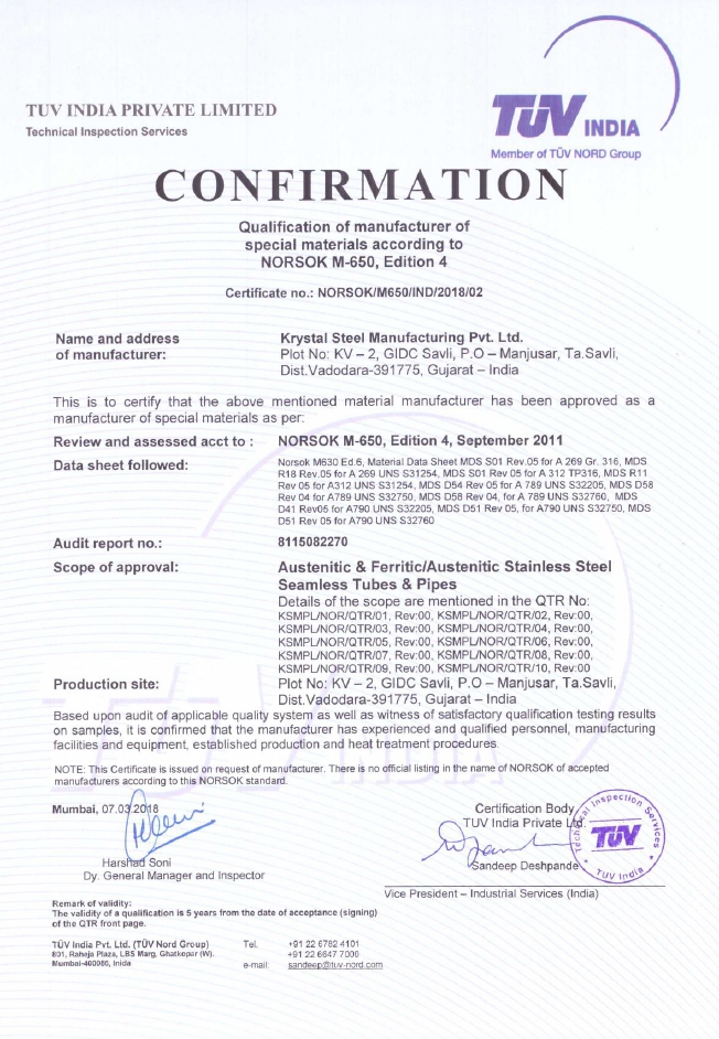 Norsok-Certificate Krystal